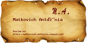 Matkovich Antónia névjegykártya